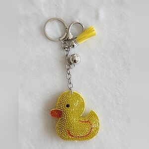 Yellow Duck Keychain with Rhinestones Bag Charm